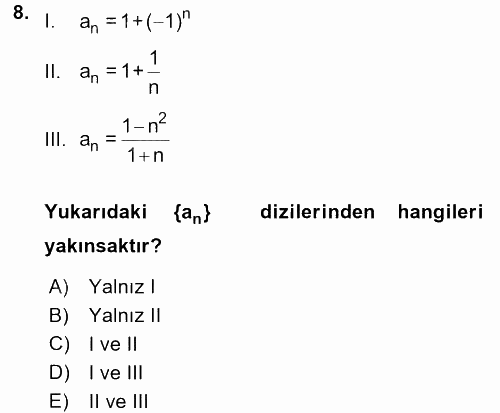 Coğrafi Bilgi Sistemleri İçin Temel Matematik 2016 - 2017 Dönem Sonu Sınavı 8.Soru