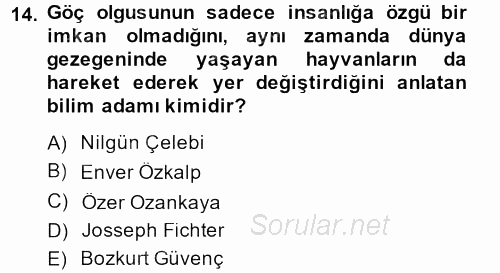 Kent Sosyolojisi 2014 - 2015 Ara Sınavı 14.Soru
