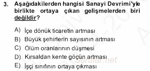 Kent Sosyolojisi 2014 - 2015 Ara Sınavı 3.Soru