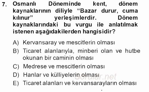 Kent Sosyolojisi 2014 - 2015 Ara Sınavı 7.Soru