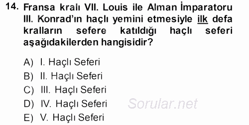 Türkiye Selçuklu Tarihi 2013 - 2014 Ara Sınavı 14.Soru