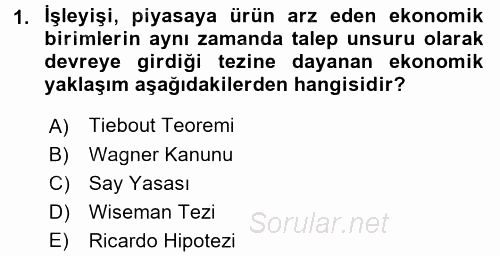 Maliye Politikası 1 2016 - 2017 Ara Sınavı 1.Soru