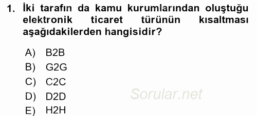 E-Perakendecilik 2015 - 2016 Ara Sınavı 1.Soru