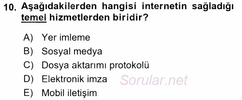 E-Perakendecilik 2015 - 2016 Ara Sınavı 10.Soru