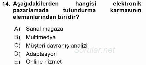 E-Perakendecilik 2015 - 2016 Ara Sınavı 14.Soru