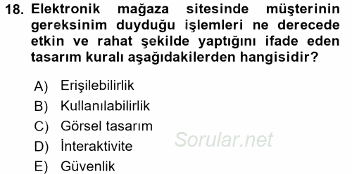 E-Perakendecilik 2015 - 2016 Ara Sınavı 18.Soru