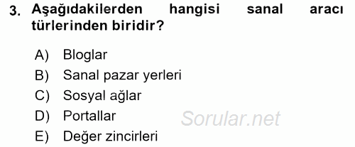 E-Perakendecilik 2015 - 2016 Ara Sınavı 3.Soru