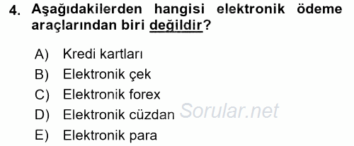 E-Perakendecilik 2015 - 2016 Ara Sınavı 4.Soru