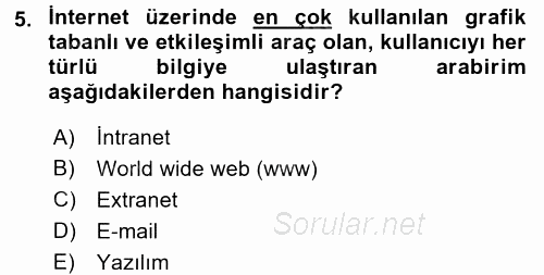 E-Perakendecilik 2015 - 2016 Ara Sınavı 5.Soru