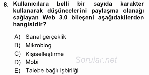 E-Perakendecilik 2015 - 2016 Ara Sınavı 8.Soru