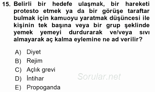 İnfaz Hukuku 2017 - 2018 Ara Sınavı 15.Soru