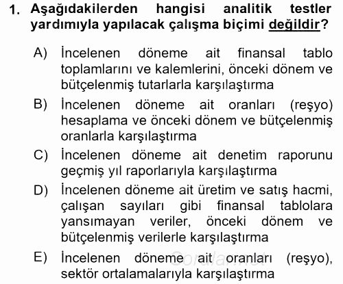 Denetim 2016 - 2017 3 Ders Sınavı 1.Soru