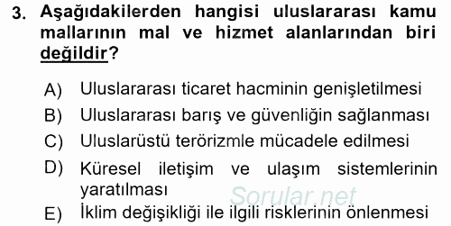 Uluslararası Kamu Maliyesi 2015 - 2016 Ara Sınavı 3.Soru