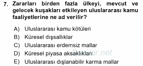 Uluslararası Kamu Maliyesi 2015 - 2016 Ara Sınavı 7.Soru