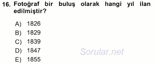 Basın Fotoğrafçılığı 2016 - 2017 Ara Sınavı 16.Soru