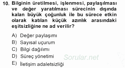 İletişim Kuramları 2013 - 2014 Dönem Sonu Sınavı 10.Soru