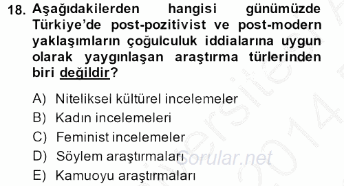 İletişim Kuramları 2013 - 2014 Dönem Sonu Sınavı 18.Soru