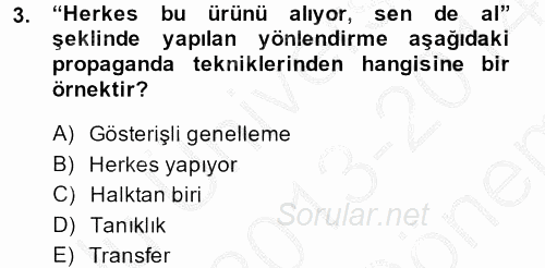 İletişim Kuramları 2013 - 2014 Dönem Sonu Sınavı 3.Soru