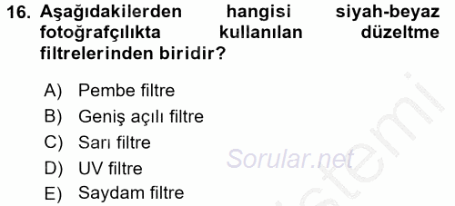 Temel Fotoğrafçılık 2016 - 2017 3 Ders Sınavı 16.Soru
