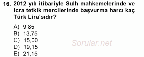 Kalem Mevzuatı 2012 - 2013 Dönem Sonu Sınavı 16.Soru