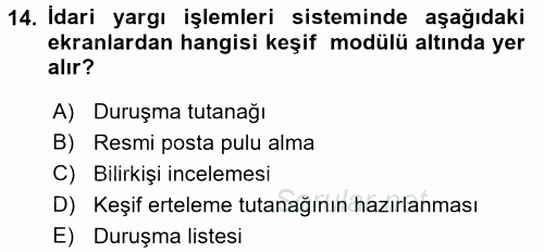 Ulusal Yargı Ağı Projesi 2 2015 - 2016 Dönem Sonu Sınavı 14.Soru