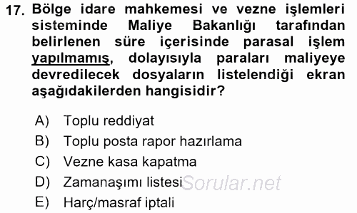 Ulusal Yargı Ağı Projesi 2 2015 - 2016 Dönem Sonu Sınavı 17.Soru