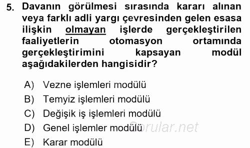 Ulusal Yargı Ağı Projesi 2 2015 - 2016 Dönem Sonu Sınavı 5.Soru