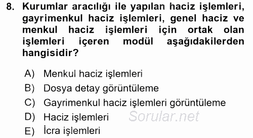Ulusal Yargı Ağı Projesi 2 2015 - 2016 Dönem Sonu Sınavı 8.Soru