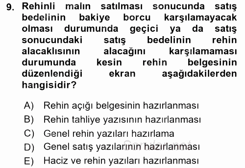 Ulusal Yargı Ağı Projesi 2 2015 - 2016 Dönem Sonu Sınavı 9.Soru