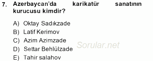 Çağdaş Türk Dünyası 2014 - 2015 Dönem Sonu Sınavı 7.Soru