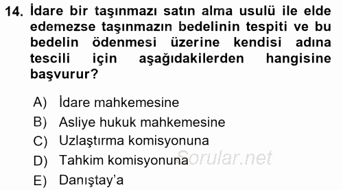 İdare Hukuku 2015 - 2016 Tek Ders Sınavı 14.Soru