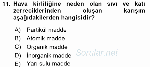 Ekoloji ve Turizm 2017 - 2018 3 Ders Sınavı 11.Soru