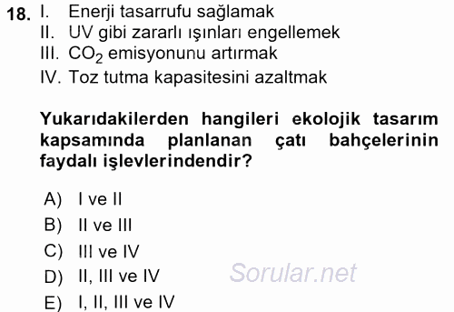 Ekoloji ve Turizm 2017 - 2018 3 Ders Sınavı 18.Soru