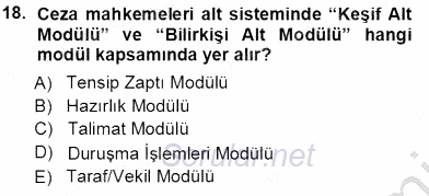 Ulusal Yargı Ağı Projesi 1 2013 - 2014 Tek Ders Sınavı 18.Soru