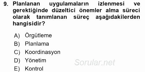 Maliyet Yönetimi 2017 - 2018 Ara Sınavı 9.Soru