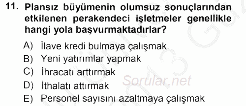 Perakende Yönetimi 2012 - 2013 Ara Sınavı 11.Soru