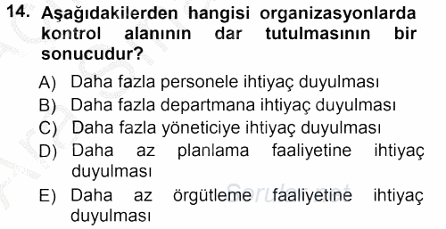 Perakende Yönetimi 2012 - 2013 Ara Sınavı 14.Soru