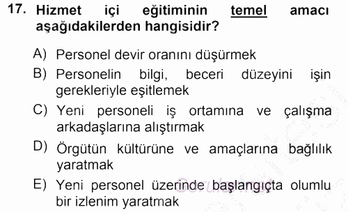 Perakende Yönetimi 2012 - 2013 Ara Sınavı 17.Soru