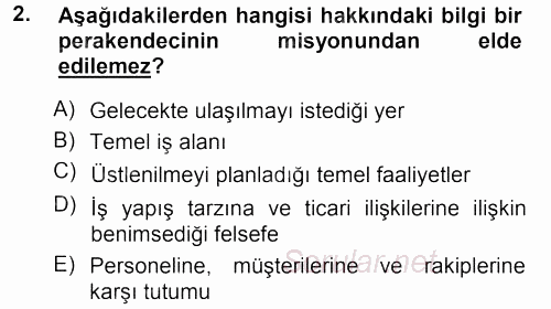 Perakende Yönetimi 2012 - 2013 Ara Sınavı 2.Soru