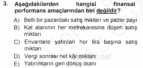 Perakende Yönetimi 2012 - 2013 Ara Sınavı 3.Soru