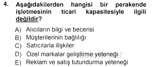 Perakende Yönetimi 2012 - 2013 Ara Sınavı 4.Soru