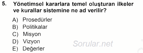 Perakende Yönetimi 2012 - 2013 Ara Sınavı 5.Soru