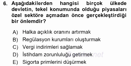 Kamu Ekonomisi 1 2017 - 2018 Ara Sınavı 6.Soru