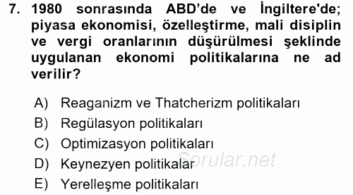 Kamu Ekonomisi 1 2017 - 2018 Ara Sınavı 7.Soru