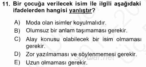 Sosyal Davranış ve Protokol 2016 - 2017 3 Ders Sınavı 11.Soru