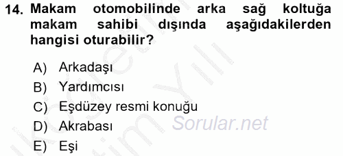 Sosyal Davranış ve Protokol 2016 - 2017 3 Ders Sınavı 14.Soru