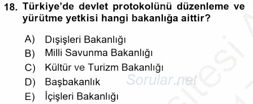 Sosyal Davranış ve Protokol 2016 - 2017 3 Ders Sınavı 18.Soru