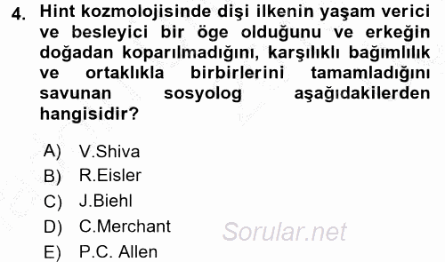Aile Sosyolojisi 2016 - 2017 3 Ders Sınavı 4.Soru