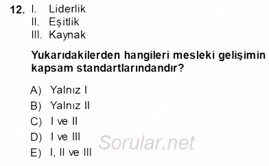 Öğretmenlikte Mesleki Gelişim 2014 - 2015 Ara Sınavı 12.Soru