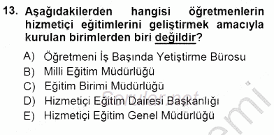 Öğretmenlikte Mesleki Gelişim 2014 - 2015 Ara Sınavı 13.Soru